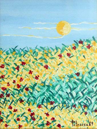 Campo co fiori e grano - Olio 24x30