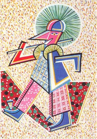 Omaggio ai burattini di Depero 1 - Acrilico 50x70